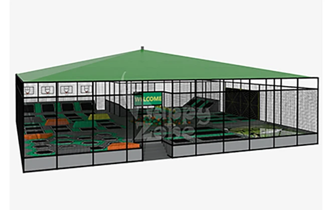 Best Selling Kids Outdoor Trampoline Park with Roof, Factory Price, Used Commercial Equipment for Parks and Recreation